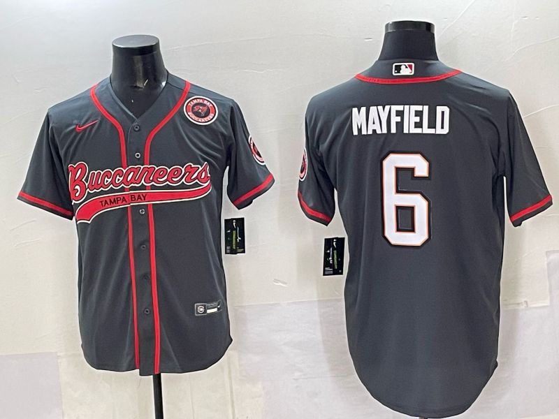 Men 2025 Tampa Bay Buccaneers 6 Mayfield Grey Joint Name Nike Limited NFL Jersey style 05